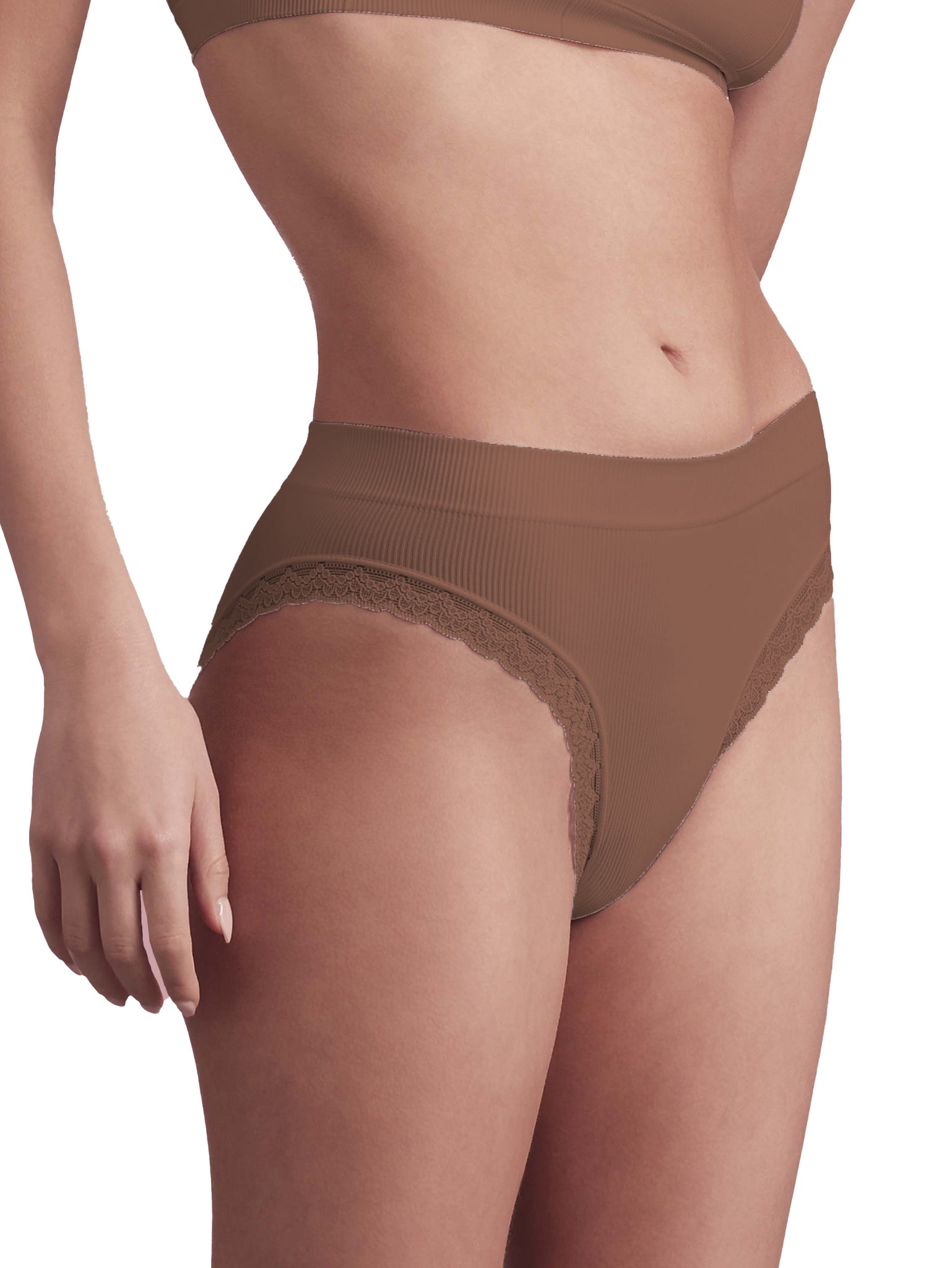 BELLISSIMA Soft Ribbed Brief with Lace Trim