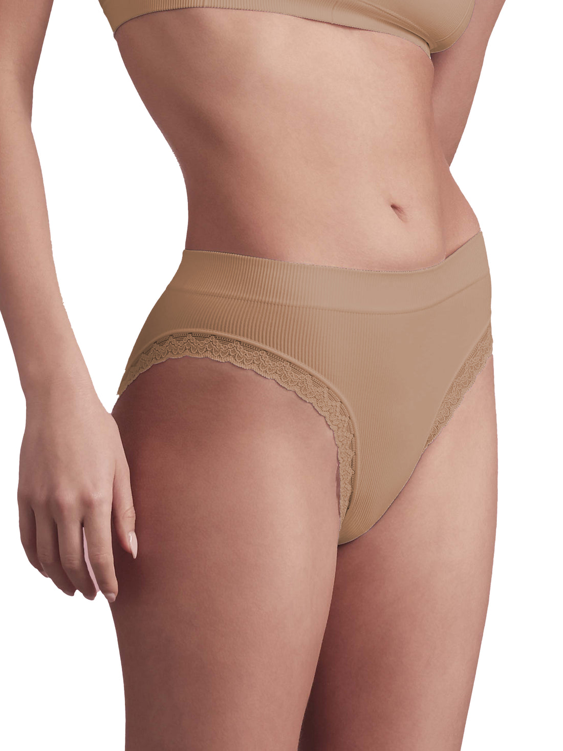 BELLISSIMA Soft Ribbed Brief with Lace Trim