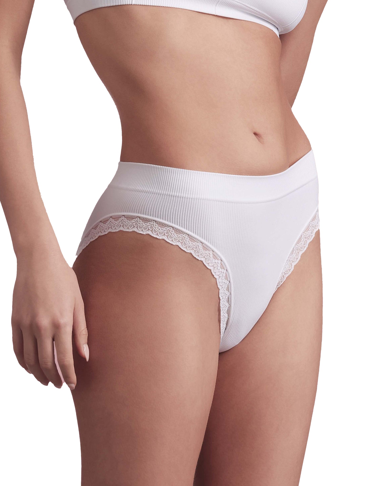 BELLISSIMA Soft Ribbed Brief with Lace Trim