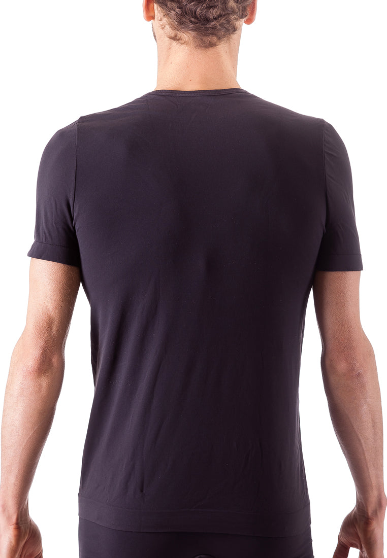 Issimo Mens Short Sleeve V-Neck T-Shirt Black