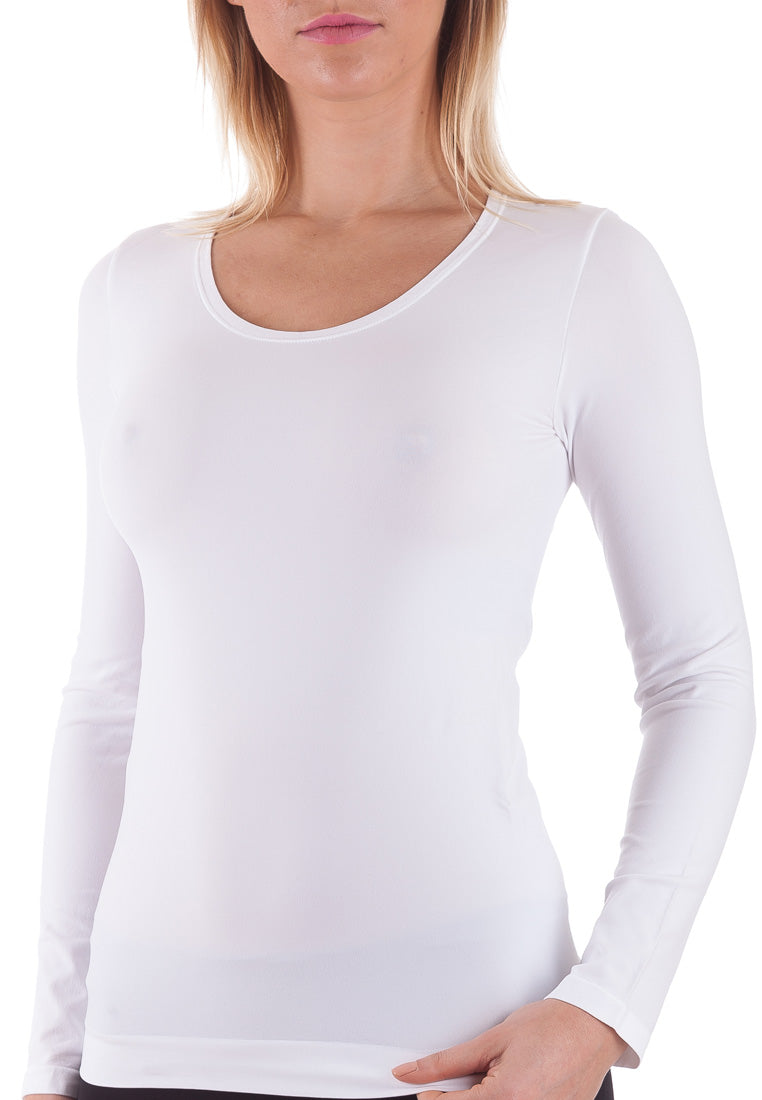 Bellissima Long Sleeve Round Neck Top White