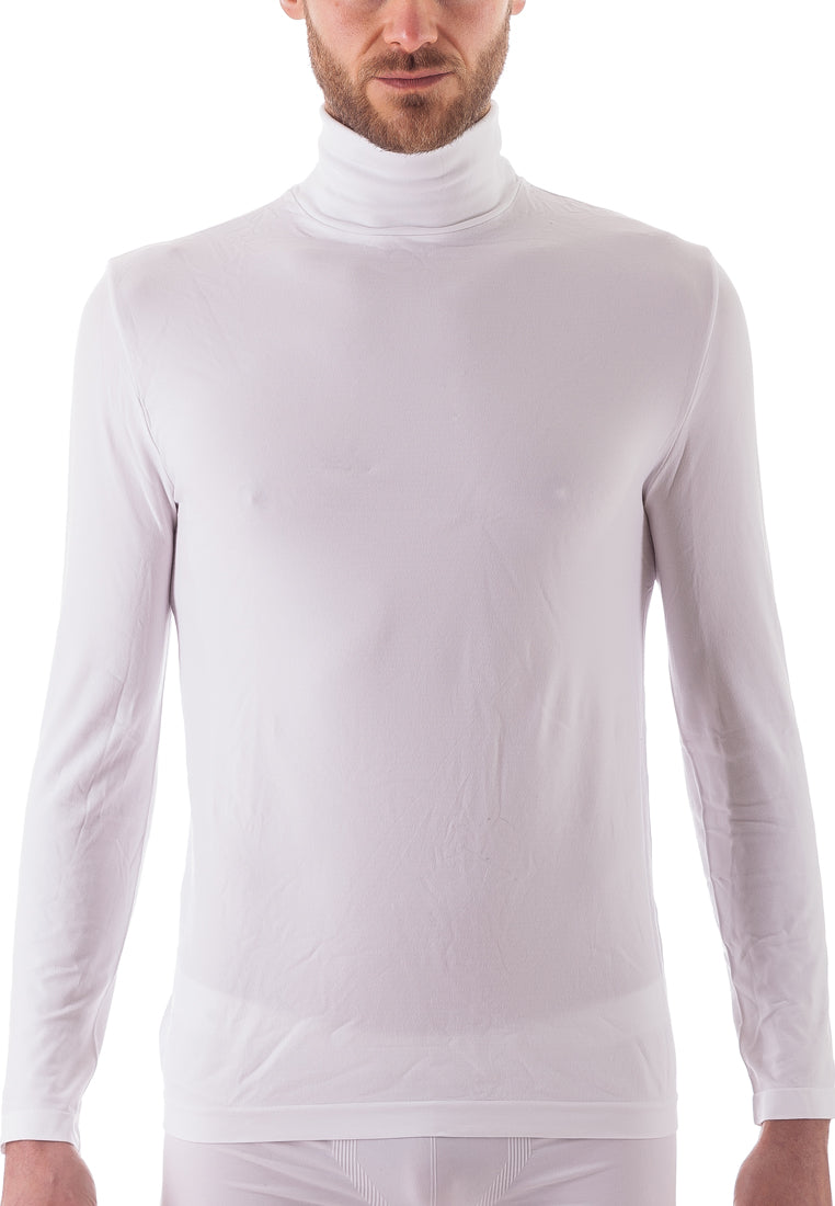 Issimo Mens Long Sleeve Roll Neck Skivvy White