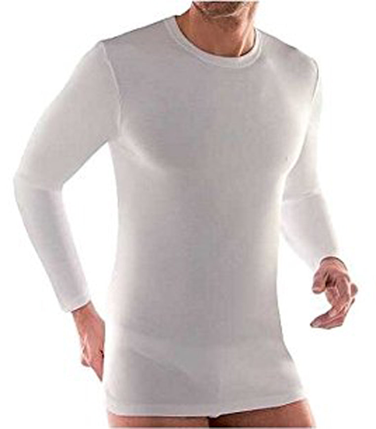 Issimo Mens Long Sleeve Round Neck T-Shirt White